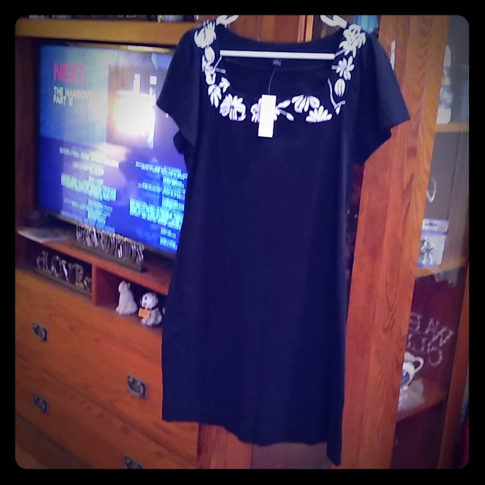 Black Dress with White round neckline